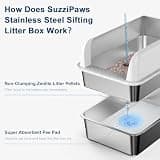 XXL Enclosed Stainless Steel Sifting Cat Litter Box for Pine Pellets (23.6 in)
