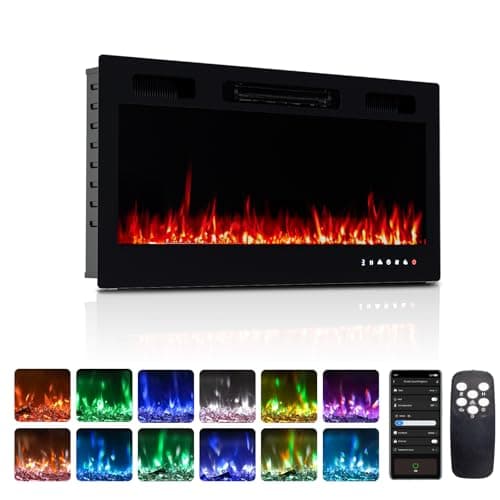 ROVSUN 36-Inch App-Controlled Electric Fireplace with Remote and 1500W Heater