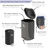 Meegood 18L 4.76-Gallon Heavy-Duty Stainless Steel Dog Waste Trash Can