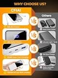 CFIAI 15,000mAh 22.5W Portable Charger with Built-In USB-C & Lightning Cables