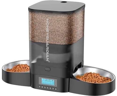 HoneyGuaridan 3.5L Dual-Bowl Automatic Cat Feeder with Stainless Bowls