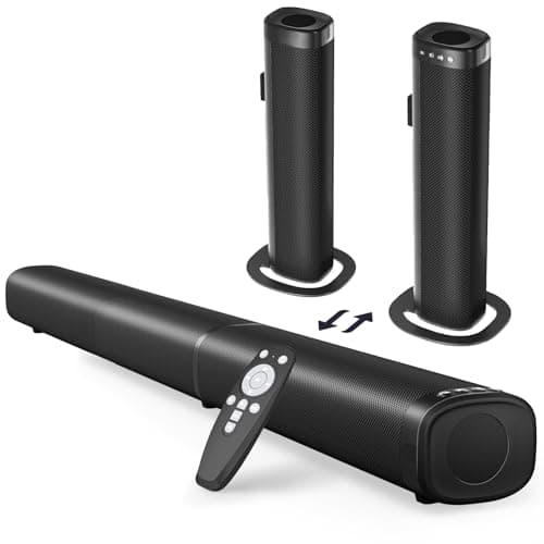 Puriom 100W Detachable Smart TV Soundbar and Stereo Tower Speaker System