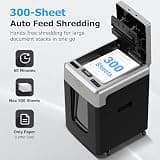 BONSEN 300-Sheet Auto Feed Heavy Duty Micro-Cut Shredder, P-5 Security