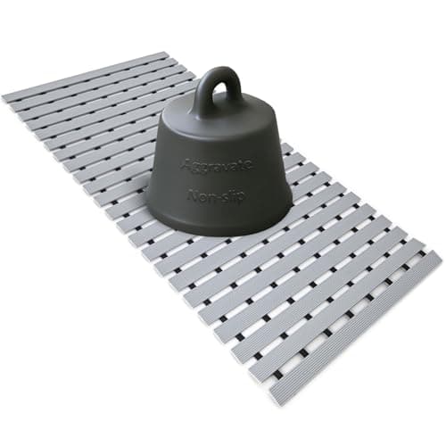 Heavy-Duty Grey Weighted Non-Slip TPE Bathtub Mat for Textured Surfaces