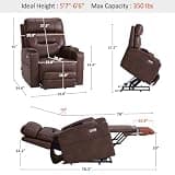 MCombo Model 7755 Dual Motor Power Lift Chair Recliner for Tall Users