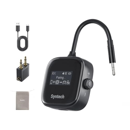 Syntech Airplane Bluetooth 5.4 Transmitter Receiver Adapter with HD Status Display
