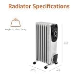 Amazon Basics B07HGFB3FQ 1500W Portable Manual Oil Radiator Space Heater