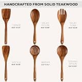 Zulay Kitchen 6-Piece Natural Teak Wooden Spoons Set for Everyday Cooking