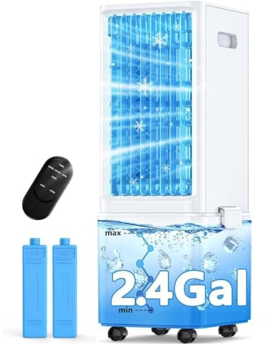 COOLECH 24-Inch Windowless Evaporative Air Cooler With 2.4-Gallon Water Tank
