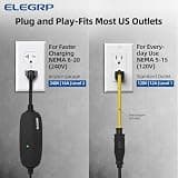 ELEGRP Portable Level 1 & 2 EV Charger, 16A Dual Voltage, IP67, 25-Foot Cable