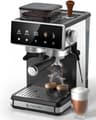 AMZCHEF Compact Espresso Machine with Integrated Grinder and Steam Wand