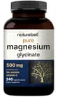 Naturebell Pure Magnesium Glycinate 500mg Chelated 240 Veggie Capsules