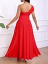Ekaliy One-Shoulder A-Line Flowy Formal Maxi Dress with Integrated Side Pockets