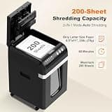 Bonsaii 200-Sheet Auto Feed Heavy Duty Shredder, Cross-Cut P-4 Security