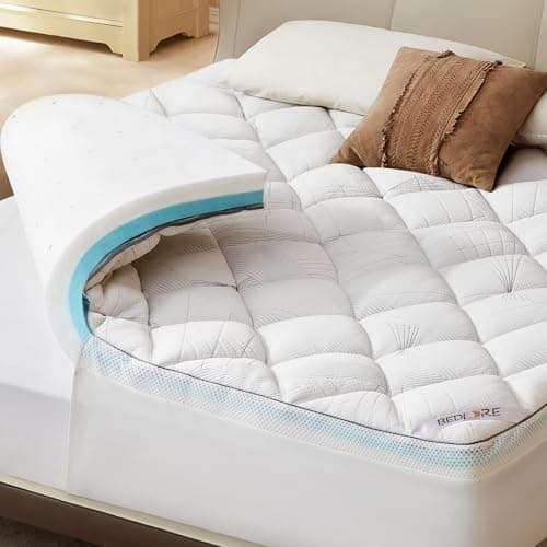 Bedlore 4-Inch Dual Layer Gel Memory Foam Mattress Topper for King Beds