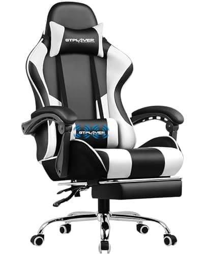 GTPLAYER High-Back Computer Gaming Chair with Retractable Footrest & Headrest Support