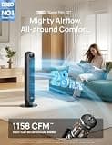 DREO High Velocity 28ft/s Bladeless Tower Fan with Upgraded DC Motor