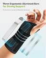 Rakiie Ergonomic Carpal Tunnel Wrist Brace with 3 Metal Night Splints