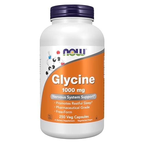 NOW Supplements Free-Form Glycine 1000mg Vegetarian Capsules, 250 Count