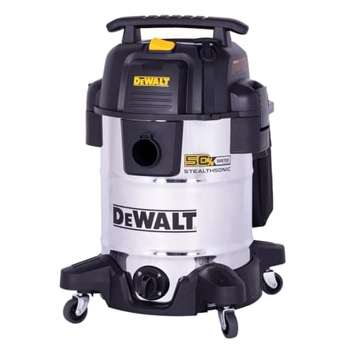 DEWALT STEALTHSONIC 10-Gallon Stainless Steel Wet/Dry Shop Vac, 5 Peak HP