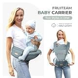 FRUITEAM 6-in-1 Cotton Baby Carrier with Waist Stool and Thick Straps