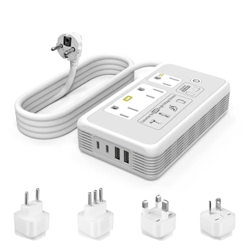 Mapambo 7-in-1 2000W Travel Voltage Converter and International Hub, Gray