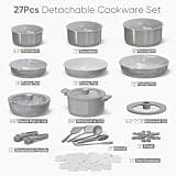 CAROTE 27-Piece Detachable Handle Ceramic Non-Toxic Cookware Set