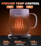 Kepwam Self Heating Coffee Mug T2 with 3-Hour Battery Life, 16oz Capacity