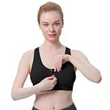 Women's Zip-Front Wireless Post-Surgery Yoga and Active Recovery Sports Bra 3-Pack