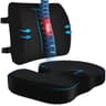 CushZone Ergonomic Memory Foam Seat Cushion and Adjustable Lumbar Support Pillow