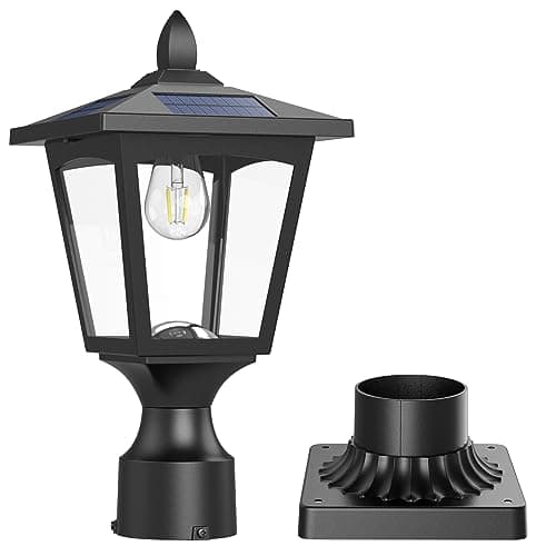 Greluna 60-Lumen Metal and Glass Exterior Lantern Solar Post Cap Light, 1-Pack