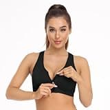 Women's Zip-Front Wireless Post-Surgery Padded Racerback Compression Bra 3-Pack