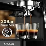 CHULUX Nero Espresso Machine with Built-in Conical Burr Grinder & Dual Screen
