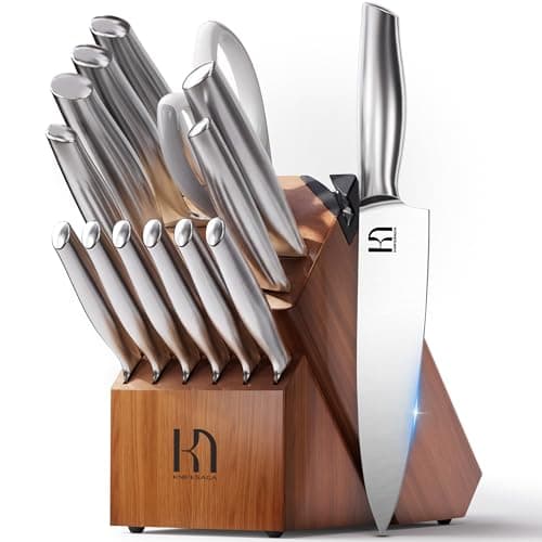 KnifeSaga 14-Piece Cryogenically Tempered Japanese Steel Kitchen Knife Set