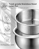 Novaspark Low Carb Stainless Steel Rice Cooker with Digital Timer, 5-Cup
