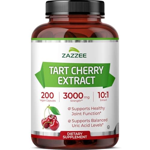 Zazzee Montmorency Tart Cherry 10:1 Extract 200 Vegan Capsule Supplement