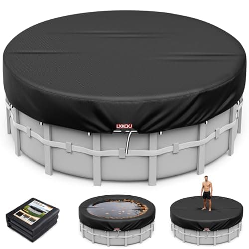 LXKCKJ 420D Oxford Budget-Friendly Round Pool Cover with Ground Tie-Down Nails