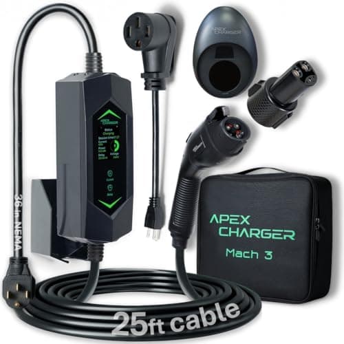 MACH 3 Fast 40 Amp Level 1 & 2 Portable EV Charger for SAE J1772 and Tesla NACS
