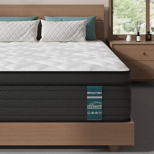 Sleepmax 14-Inch Deluxe Euro-Top Medium-Feel Hybrid Spring Mattress, Queen