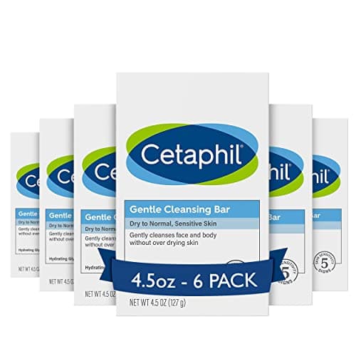 Cetaphil Gentle Cleansing Hypoallergenic Face and Body Bar for Sensitive Skin (6-Pack)