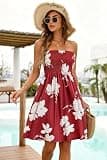 Chicgal Strapless Tube Top Off-the-Shoulder Knee Length A-Line Swing Dress