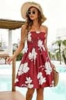 Chicgal Strapless Tube Top Off-the-Shoulder Knee Length A-Line Swing Dress