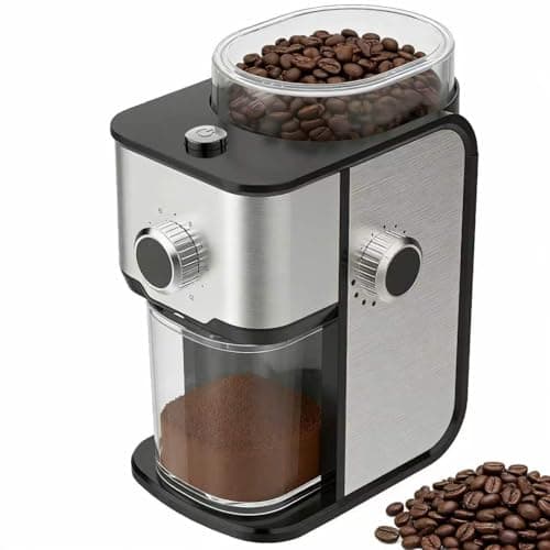 Ollygrin Electric Flat Burr Coffee Grinder with 14 Adjustable Settings