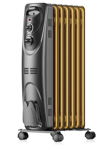 Pelonis 1500W Oil-Filled Radiator Space Heater for Large Rooms with Dual Controls