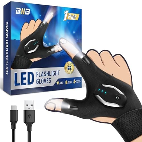 BIIB Rechargeable Dual Ultra-Bright LED Flashlight Gloves for Precision