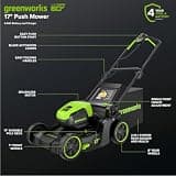 Greenworks Pro 60V 17-Inch Brushless Cordless Push Lawn Mower with 4.0Ah Battery