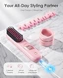 Bopcal Premium Cordless Hair Straightener Brush with Charging Dock Base