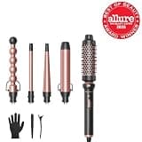 Wavytalk 5-in-1 Ceramic Curling Wand and Thermal Brush Set with Travel Accessories