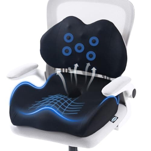 Lexeme Extra Large Memory Foam Seat Cushion and Lumbar Support Pillow Set