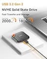 GARMESE 1TB Ultra-Fast Portable External SSD - 2000MB/s USB 3.2 Gen 2x2